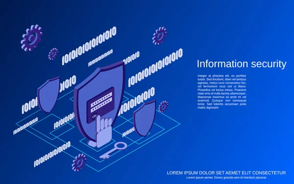 Protection Des Données Sécurité Information Illustration Concept Vecteur Isométrique Plat — Image vectorielle