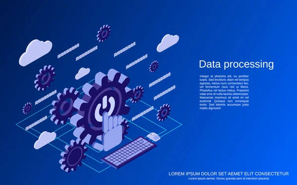 Processamento Dados Ilustração Conceito Vetor Isométrico —  Vetores de Stock