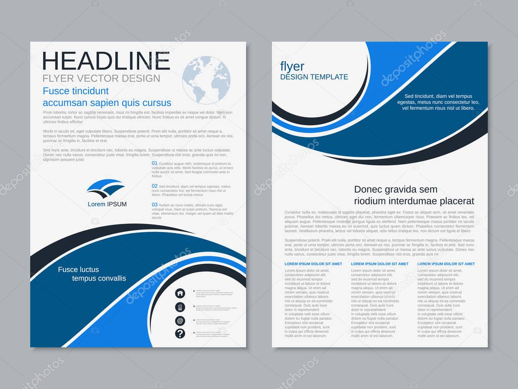 Modern business flyer, booklet, brochure cover vector design templates collection. A4 format