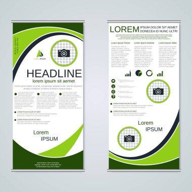 Modern geometrik rulo iş afişleri, çift taraflı pilot vektör tasarım şablonu