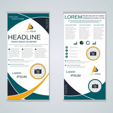 Modern geometrik rulo iş afişleri, çift taraflı pilot vektör tasarım şablonu
