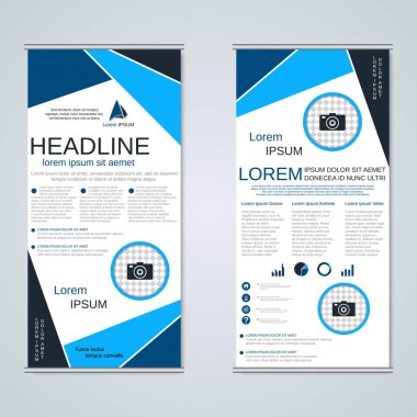 Modern geometrik rulo iş afişleri, çift taraflı pilot vektör tasarım şablonu