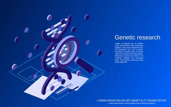 Struktura Dna Badania Genetyczne Płaska Koncepcja Wektora Izometrycznego Ilustracja — Wektor stockowy