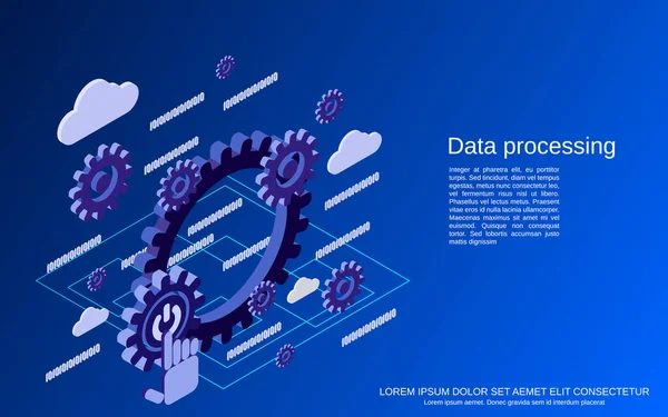 Processamento Dados Ilustração Conceito Vetor Isométrico —  Vetores de Stock