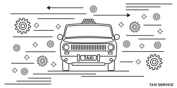 Taxi Service Thin Line Art Style Vector Concept Illustration — Stock Vector