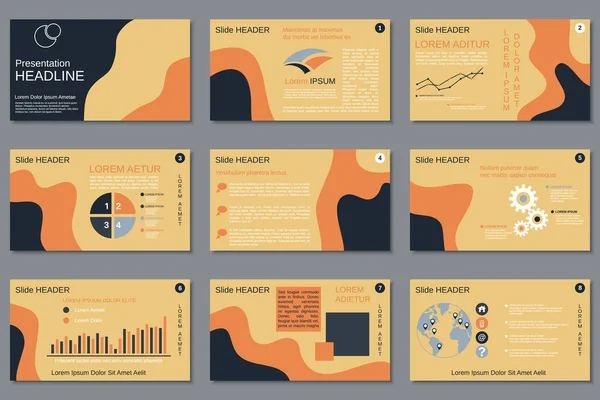 Presentazione Aziendale Professionale Slide Show Elementi Infografici Report Annuale Brochure — Vettoriale Stock