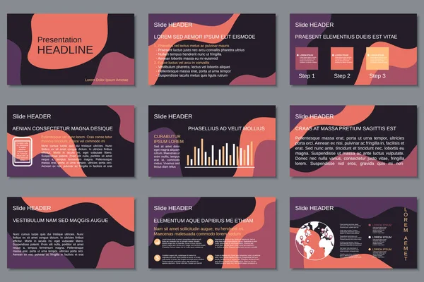 Professionelle Geschäftspräsentation Diashow Infografik Elemente Geschäftsbericht Broschüren Vektor Design — Stockvektor
