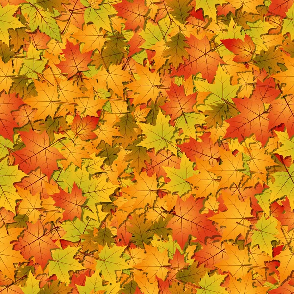 Autumn Leaves Seamless Vector Background — Stock Vector