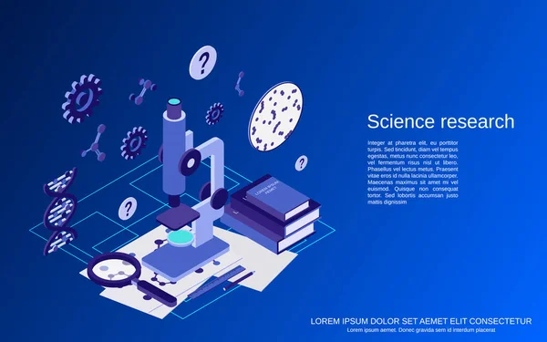 Science Research Flat Isometric Vector Concept Illustration — Stock Vector