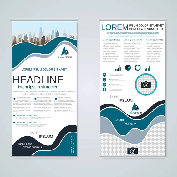 Moderne Geometrische Roll Business Banners Tweezijdige Flyer Vector Design Template — Stockvector