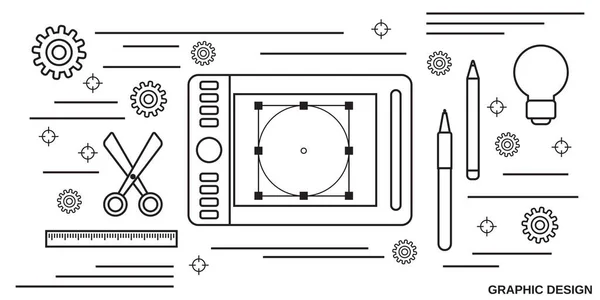 Design Gráfico Linha Fina Arte Estilo Vetor Conceito Ilustração —  Vetores de Stock