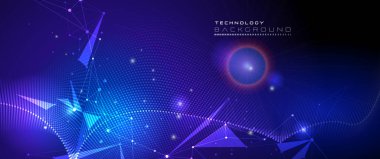 Vektör çizim molekül, nokta ile bağlantılı çizgilerin, teknoloji mavi zemin üzerine. İnternet ağ bağlantısı tasarım web sitesi için soyut. Dijital veri, iletişim, bilim ve fütüristik konsept