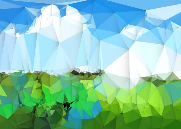 Ilustracja Abstrakcyjny Obraz Krajobrazu Drzewem Chmurami Błękitnym Niebie Wektorowy Nowoczesny — Wektor stockowy