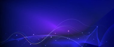 Vektör çizim molekül, nokta ile bağlantılı çizgilerin, teknoloji mavi zemin üzerine. İnternet ağ bağlantısı tasarım web sitesi için soyut. Dijital veri, iletişim, bilim ve fütüristik konsept