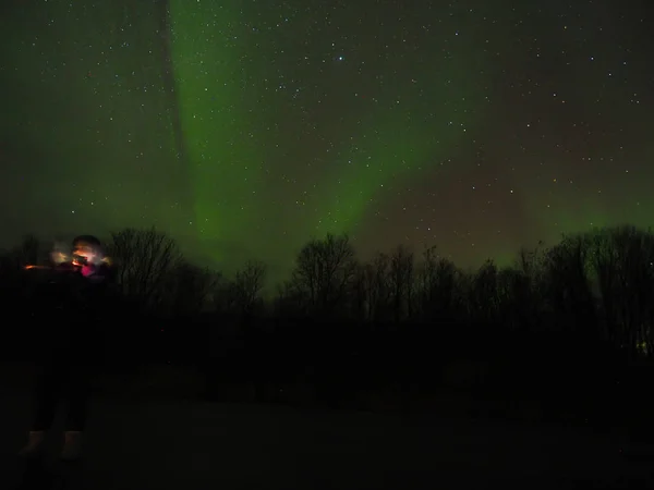 Hermosas luces boreales en el cielo —  Fotos de Stock