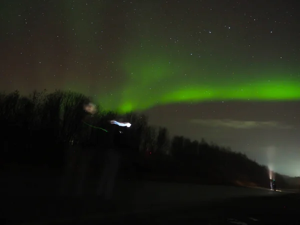 Hermosas luces boreales en el cielo —  Fotos de Stock