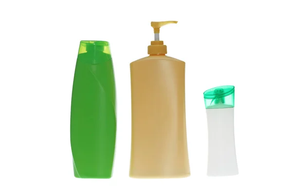 Plastové lahve šamponu. — Stock fotografie