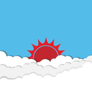 güneş ve bulut, kesilmiş kağıt tasarımı. vektör illüstrasyon.