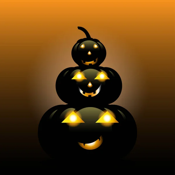 Abóbora de Halloween com rosto feliz no fundo escuro . — Vetor de Stock