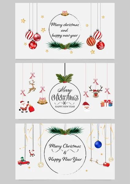 Feliz Natal e Feliz Ano Novo design vetorial para cartões de saudação e cartaz . — Vetor de Stock