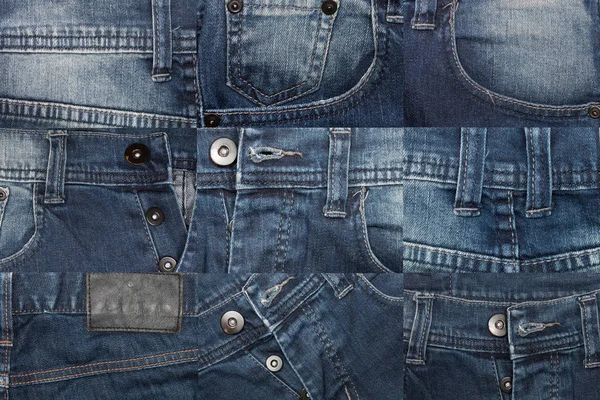 Denim Primer plano: conjunto de vaqueros de textura de fondo . —  Fotos de Stock