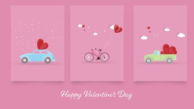 Happy valentines day, Set of valentines day greeting card background vector