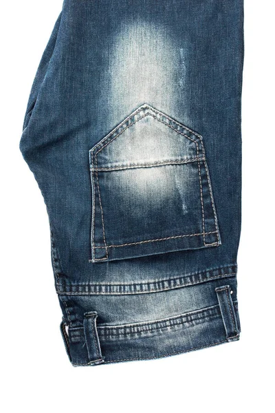 Blauwe Jeans Geïsoleerd Witte Achtergrond — Stockfoto