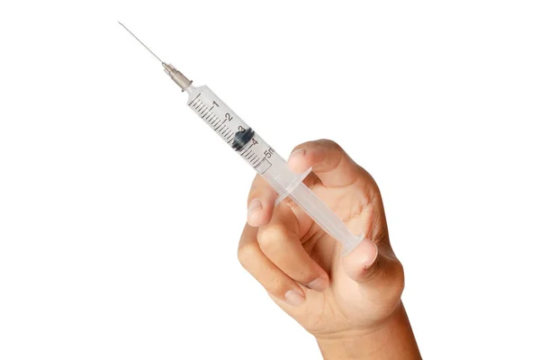 Seringue Injection Médicale Main Équipement Vaccination Plastique Médicinal Avec Aiguille — Photo