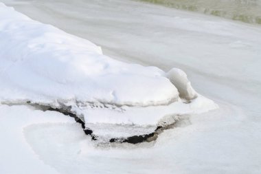 Buz doku ve Kiev, Ukrayna, Dnieper Nehri üzerinde kar kış aylarında donmuş