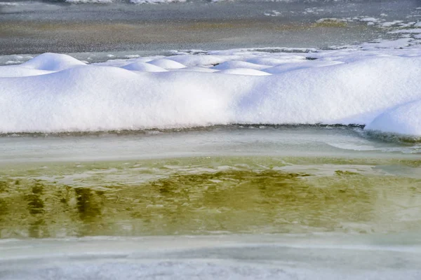 Neve Congelada Textura Gelo Rio Dnieper Kiev Ucrânia Durante Inverno — Fotografia de Stock