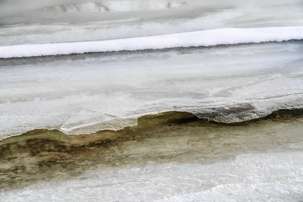 Textura Gelo Congelada Neve Rio Dnieper Kiev Ucrânia Durante Inverno — Fotografia de Stock