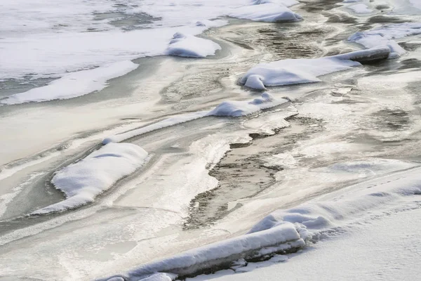 Frozen Ice Texture Snow Dnieper River Kiev Ukraine Winter — Stock Photo, Image