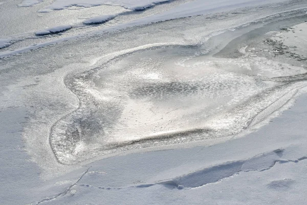 Textura Gelo Congelada Neve Rio Dnieper Kiev Ucrânia Durante Inverno — Fotografia de Stock