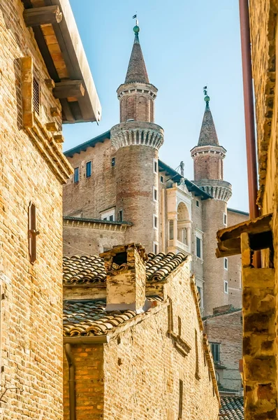 Ducale Palace i Urbino by, Marche, Italien - Stock-foto