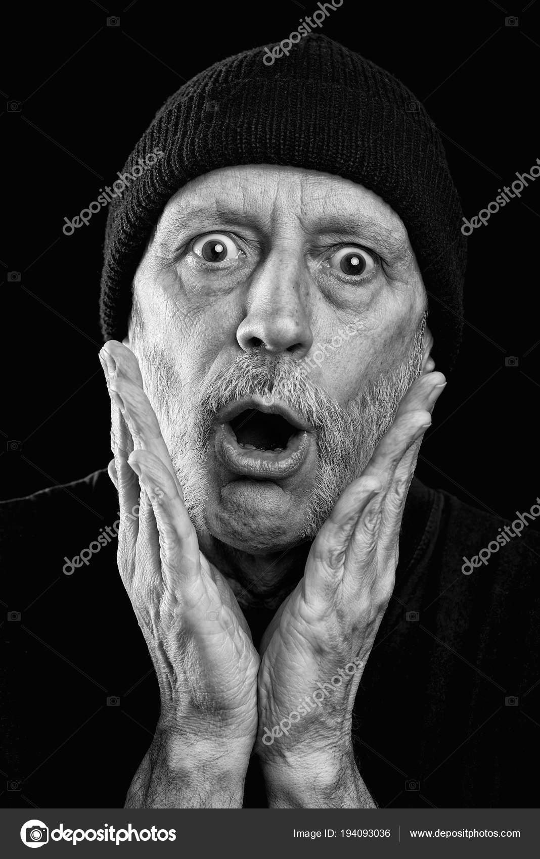 Scared black man face. Stock Photo