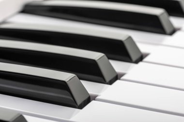 Bir müzik klavyesinin siyah beyaz tuşları