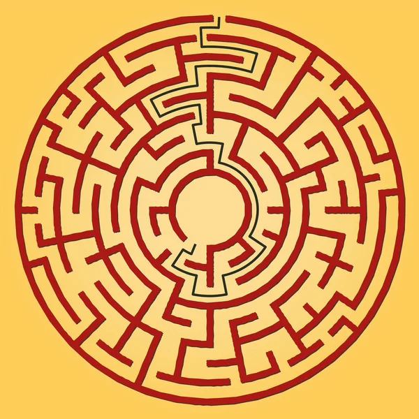 Circulair Labyrint Doolhof Met Oplossing — Stockfoto