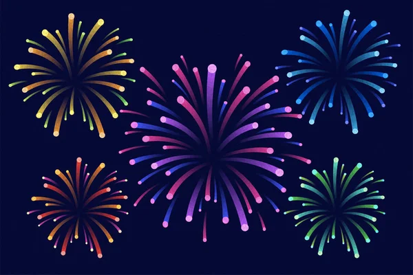 Beautiful fireworks effect set — 图库矢量图片
