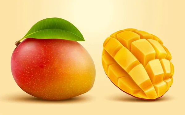 3d ilustración mango fruta — Archivo Imágenes Vectoriales