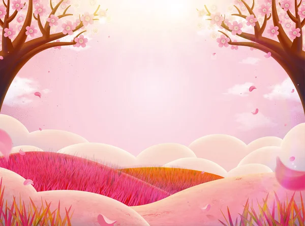 Paysage nature rose romantique — Image vectorielle