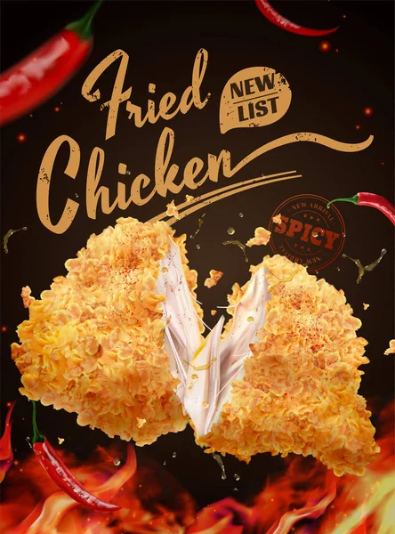 Νόστιμες καυτές διαφημίσεις κοτόπουλου — Διανυσματικό Αρχείο