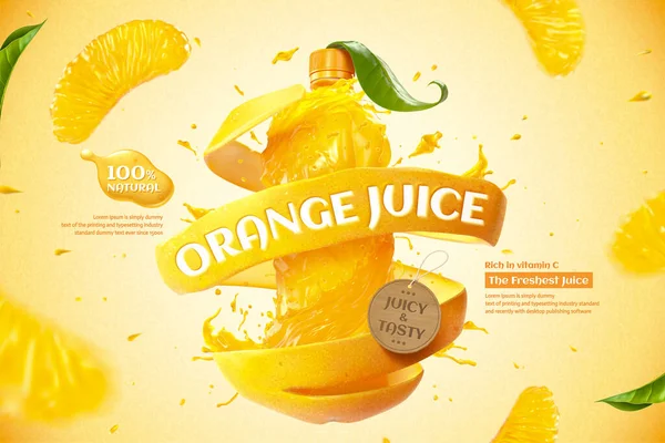 Reklamy soków pomarańczowych — Wektor stockowy