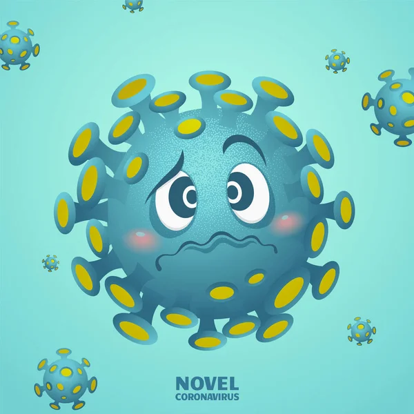 Novela Coronavirus Personaje Dibujos Animados Sobre Fondo Azul — Vector de stock