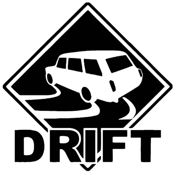 Araba drift etikette. Vektör görüntü sürüklenen otomobilin Vaz 2102, klasik araç için ideal. Maket kontur kesim için tasarlanmıştır.