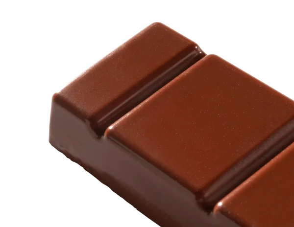 Pedaço Chocolate Isolado Backgroun Branco — Fotografia de Stock