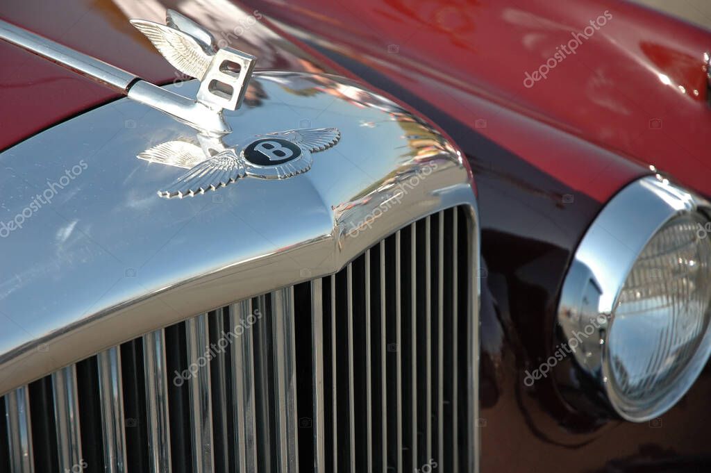 Bentley sign on a vintage classic car