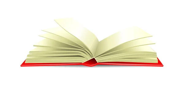 Открытая Красная Книга Лежащая Столе Полке Векторная Иллюстрация Книги Учебника — стоковый вектор