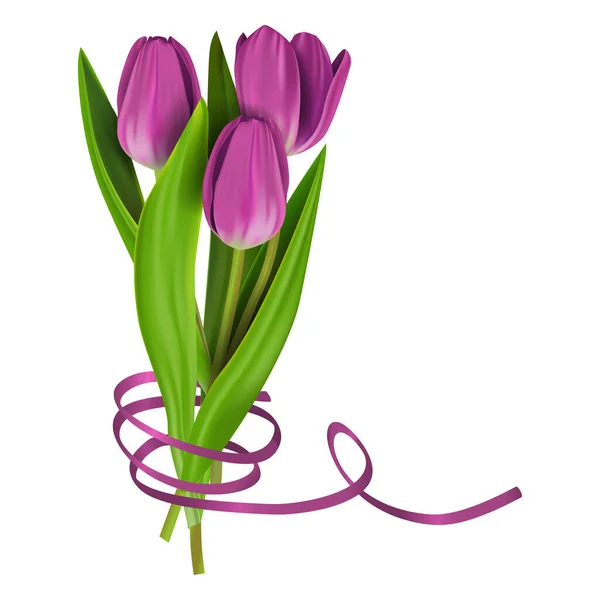 Vector Image Bouquet Flowers Pink Tulips Clip Art Greeting Cards — 스톡 벡터