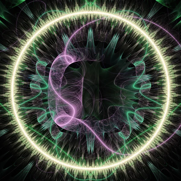 卡巴拉的宇宙知识领域 超现实主义插图 神圣的几何学 神秘的迷幻放松模式 分形抽象纹理 数字艺术品图形占星术魔术 — 图库照片