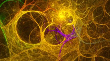 Dalları iç içe geçmiş ile aşılmaz gerçeküstü orman. 3D gerçeküstü illüstrasyon. Kutsal geometri. Gizemli psychedelic gevşeme desen. Fraktal Soyut doku. Dijital sanat grafik magic